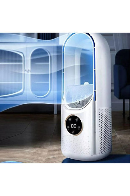 4-🌬️💡 Kanatsız Taşınabilir Masaüstü Vantilatör | LED Işıklı + Sessiz + Şık Tasarım!
