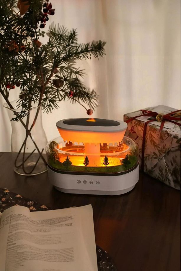 2- 🌫️🌿 Yağmur Ormanı Hava Nemlendirici | LED Işıklı + Doğal Sesli Aroma Difüzör 🌿🌫️