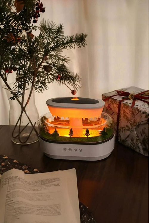 2- 🌫️🌿 Yağmur Ormanı Hava Nemlendirici | LED Işıklı + Doğal Sesli Aroma Difüzör 🌿🌫️