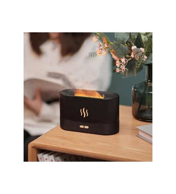 1-🔥🌫️ Alev Efektli Ultrasonik Hava Nemlendirici | LED Işıklı Buhar Makinesi