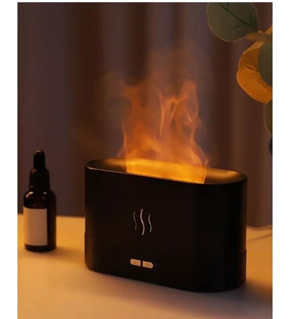 1-🔥🌫️ Alev Efektli Ultrasonik Hava Nemlendirici | LED Işıklı Buhar Makinesi