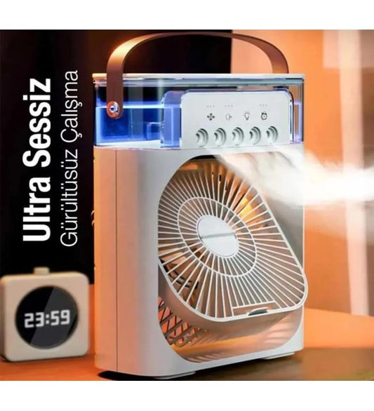 3-🌬️💧 Su Soğutmalı Mini Air Cooler Fan | LED Işıklı Masaüstü Serinlik Mucizesi!