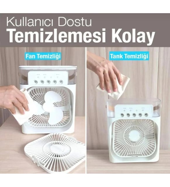 3-🌬️💧 Su Soğutmalı Mini Air Cooler Fan | LED Işıklı Masaüstü Serinlik Mucizesi!